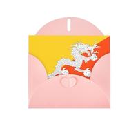 Carte de vœux imprimée drapeau du Royaume du Bhoutan WHJSHOP rose - Papier nacré haut de gamme avec effet nacré double face