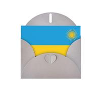 Carte de vœux imprimée drapeau du Rwanda gris WHJSHOP - Papier nacré double face haut de gamme effet perle avec boucle d'amour et enveloppe en papier perlé