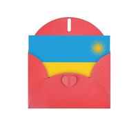 Carte de vœux imprimée drapeau du Rwanda WHJSHOP rouge - Papier nacré double face haut de gamme effet perle Love Buckle Enveloppe en papier perlé