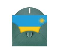 Carte de vœux imprimée drapeau du Rwanda WHJSHOP vert foncé - Papier nacré haut de gamme double face effet perlé avec boucle d'amour et enveloppe en papier nacré