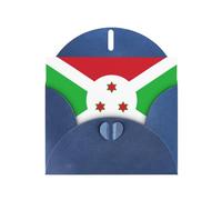 Carte de vœux imprimée drapeau WHJSHOP bleu du Burundi - Papier nacré double face haut de gamme Effet perle Love Buckle Enveloppe en papier perlé
