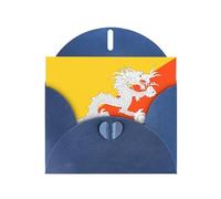 Carte de vœux imprimée drapeau WHJSHOP bleu du Royaume du Bhoutan - Papier nacré haut de gamme avec effet nacré double face