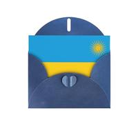 Carte de vœux imprimée drapeau WHJSHOP bleu du Rwanda - Papier nacré double face haut de gamme effet perle Love Buckle Enveloppe en papier perlé