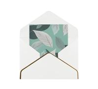 Carte de vœux imprimée feuilles gris menthe, demi-pliage pour anniversaire, mariage, fête.