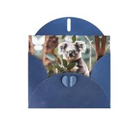 Carte de vœux imprimée koala bleu WHJSHOP - Papier nacré double face haut de gamme avec boucle d'amour et enveloppe en papier nacré