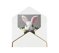 Carte de vœux imprimée lapin, demi-pliage pour anniversaire, mariage, fête.