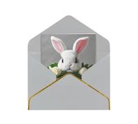 Carte de vœux imprimée lapin, demi-pliage pour anniversaire, mariage, fête.