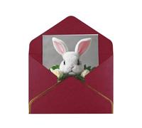 Carte de vœux imprimée lapin, demi-pliage pour anniversaire, mariage, fête.