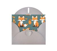 Carte de vœux imprimée renard jaune gris WHJSHOP - Papier nacré double face haut de gamme avec boucle d'amour et enveloppe en papier nacré