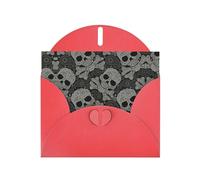 Carte de vœux imprimée tête de mort en papier nacré avec enveloppe, intérieur vierge pour anniversaire, Noël, toutes les occasions, 15,2 x 10,2 cm