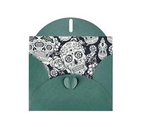 Carte de vœux imprimée tête de mort florale en papier nacré avec enveloppe, intérieur vierge pour anniversaire, Noël, toutes les occasions, 15,2 x 10,2 cm