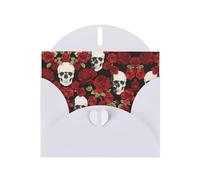 Carte de vœux imprimée tête de mort rose en papier nacré avec enveloppe, intérieur vierge pour anniversaire, Noël, toutes les occasions, 15,2 x 10,2 cm