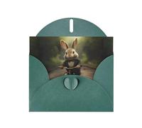 Carte de vœux imprimée YYHWHJDE Little Grey Rabbit Riding a Bicycle 15,2 x 10,2 cm - Design tendance et unique pour diverses occasions