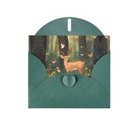 Carte de vœux JKIEGOQ Bambi vert foncé 10,2 x 15,2 cm pour Noël, Saint-Valentin, mariage, fête d'invitation