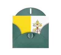 Carte de vœux JKIEGOQ vert foncé avec imprimé drapeau du Vatican 10,2 x 15,2 cm pour Noël, Saint-Valentin, mariage, fête