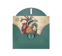 Carte de vœux JKIEGOQ vert foncé avec motif anatomie humaine 10,2 x 15,2 cm pour Noël, Saint-Valentin, mariage, fête d'invitation