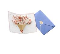 Carte de vœux minimaliste de style pop-up 3D, lettre d'invitation originale de fête d'anniversaire avec bénédiction florale(Color 3)