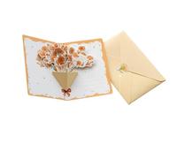 Carte de vœux minimaliste de style pop-up 3D, lettre d'invitation originale de fête d'anniversaire avec bénédiction florale(Color 2)