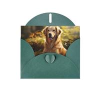 Carte de vœux MJHKXLJ Golden retriever vert foncé avec imprimé nacré - Enveloppe incluse - Parfait pour Noël, les anniversaires, la Saint-Valentin, les mariages, et plus encore