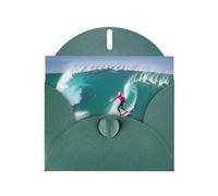 Carte de vœux MJHKXLJ Surfer People avec imprimé nacré Vert foncé - Enveloppe incluse - Parfait pour Noël, les anniversaires, la Saint-Valentin, les mariages et plus encore