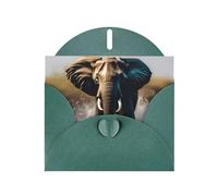 Carte de vœux MJHKXLJ vert foncé avec imprimé éléphant africain nacré - Enveloppe incluse - Parfait pour Noël, les anniversaires, la Saint-Valentin, les mariages, et plus encore