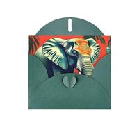 Carte de vœux MJHKXLJ vert foncé avec imprimé éléphant tropical africain nacré - Enveloppe incluse - Parfait pour Noël, les anniversaires, la Saint-Valentin, les mariages et plus encore