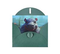 Carte de vœux MJHKXLJ vert foncé avec imprimé hippopotame nacré - Enveloppe incluse - Parfait pour Noël, les anniversaires, la Saint-Valentin, les mariages et plus encore