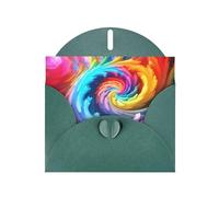 Carte de vœux MJHKXLJ vert foncé avec imprimé tourbillon arc-en-ciel nacré - Enveloppe incluse - Parfait pour Noël, les anniversaires, la Saint-Valentin, les mariages et plus encore