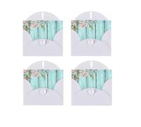 Carte de vœux motif porte de grange bleu sarcelle, motif floral horizontal sur une seule face, papier nacré pour anniversaire, Halloween, Noël, Halloween, fête d'anniversaire, fête d'anniversaire