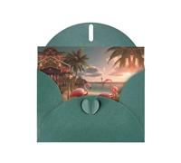 Carte de vœux nacrée avec imprimé flamant rose MJHKXLJ vert foncé - Enveloppe incluse - Parfait pour Noël, les anniversaires, la Saint-Valentin, les mariages et plus encore