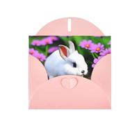 Carte de vœux nacrée avec motif lapin rose MJHKXLJ avec imprimé floral - Enveloppe incluse - Parfait pour Noël, anniversaires, Saint-Valentin, mariages, etc