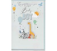 Carte de vœux naissance bébé garçon 20 x 14 cm Félicitations Beautiful