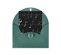 Carte de vœux noire en papier nacré avec notes de musique pour anniversaire, Thanksgiving, Noël, Nouvel An