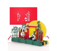 Carte de vœux Panda - « Panda ours & bambou » - Carte pop-up 3D avec pandas comme carte d'anniversaire, carte d'invitation, souvenir de Chine et chèque cadeau