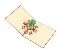 Carte de vœux, papier décoratif de Noël en trois formes spéciales, avec enveloppe pop-up, carte de vœux 3D (arbre de Noël tridimensionnel (rouge))