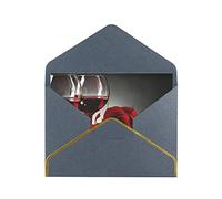 Carte de vœux Phnom Penh en papier nacré avec verre à vin rouge et bougie - Carte d'invitation de luxe, anniversaire, mariage avec enveloppe assortie - Design élégant pliable pour toutes les occasions