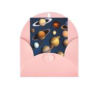 Carte de vœux planètes du système solaire, 10,2 x 15,2 cm, emballage enveloppe en forme de cœur, convient pour toutes les occasions.