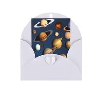 Carte de vœux planètes du système solaire, 10,2 x 15,2 cm, emballage enveloppe en forme de cœur, convient pour toutes les occasions.