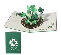 Carte de vœux pop-up 3D à rabat - Trèfle à quatre feuilles - Pour anniversaire, bon rétablissement, bonne rétablissement, bonne chance - Carte d'anniversaire pop-up - Carte d'anniversaire - Carte de