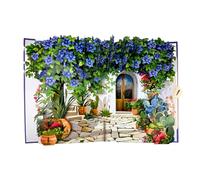 Carte de vœux pop-up 3D avec fleurs bleues et pots en terre cuite - 30 x 20 x 9 cm - Avec enveloppe blanche et carte d'insertion - Cadeau d'anniversaire, fête des mères, pendaison de crémaillère