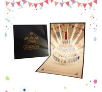 Carte de vœux pop-up 3D avec musique et lumières | Carte d'anniversaire pop-up de luxe avec gâteau à bougie LED | Carte postale souvenir pour femme, homme, mari, mari, sœur et fille