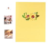 Carte de vœux pop-up 3D, motif floral fait à la main avec enveloppe, carte vierge, Saint-Valentin, Noël, anniversaire, mariage, pour épouse, maman, sœur, enfants, petite amie (jaune)