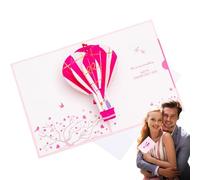 Carte de vœux pop-up, carte de vœux pour la Saint-Valentin, montgolfière, carte de vœux romantique, souvenir créatif, avec enveloppe, carte de message pour petit ami