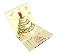 Carte de vœux pop-up créative pour gâteau d'anniversaire moderne avec musique et lumières LED colorées