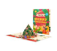 Carte de vœux pop-up en forme d'arbre de Noël faite à la main avec enveloppe et note pour les fêtes, invitation, bureau, fête de Noël