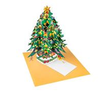 Carte de vœux pop-up en forme de sapin de Noël avec bandes lumineuses LED, carte postale pliable avec enveloppe, décoration faite à la main, lumières LED