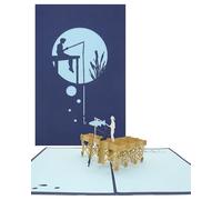 Carte de vœux pop-up « excursion de pêche » - Carte de pêche 3D - Carte d'anniversaire, de retraite, de pêche, de sport de pêche - Chèque cadeau et carte d'invitation avec pêcheur au bord du lac