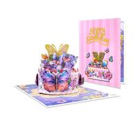 Carte de vœux pop-up gâteau papillon pour fête d'anniversaire, carte d'invitation en papier avec espace d'écriture, cartes de vœux pour célébration