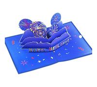 Carte de vœux pop-up Happy New Year avec motif coloré pour le Nouvel An et les fêtes de fin d'année