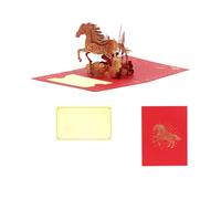Carte de vœux pop-up pour 2026 avec finition feuille d'or pour le Nouvel An chinois